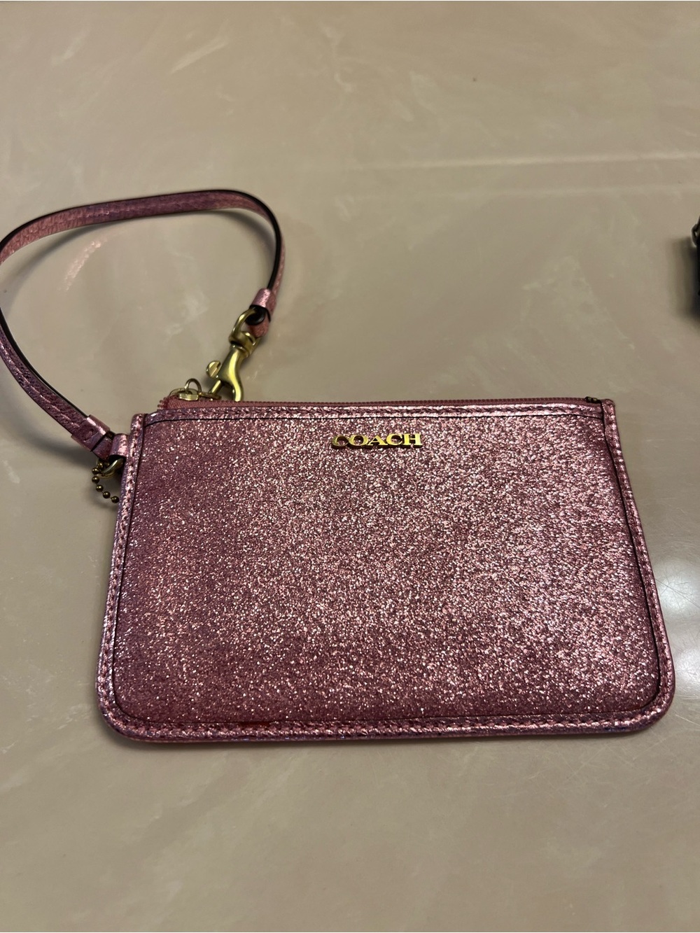 Coach sparkle pink wristlet